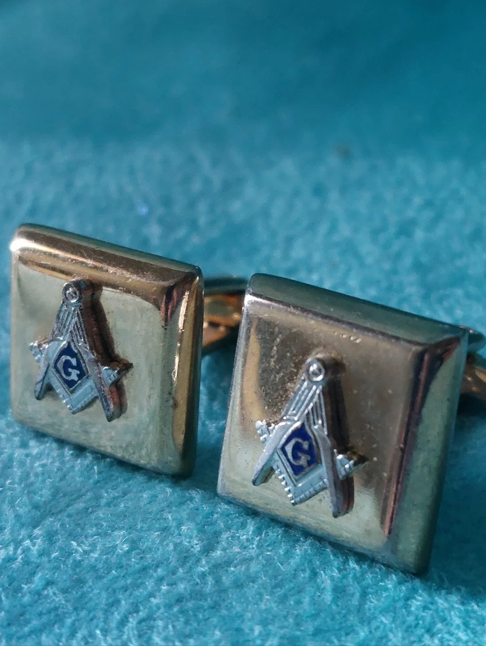 Freemason Cufflinks, Lot of Two Pairs, Brands Hickock & Foster Goldtone, Vintage